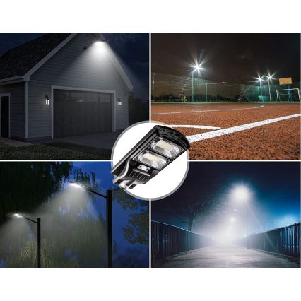LED Pritemdoma saulės energijos gatvės lempa su jutikliu LED/120W/6V 6500K IP65 juoda + nuotolinio valdymo pultas