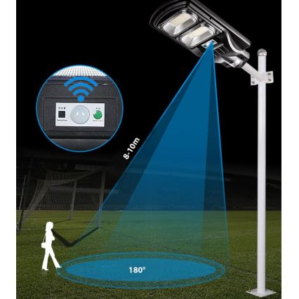 LED Pritemdoma saulės energijos gatvės lempa su jutikliu LED/120W/6V 6500K IP65 juoda + nuotolinio valdymo pultas