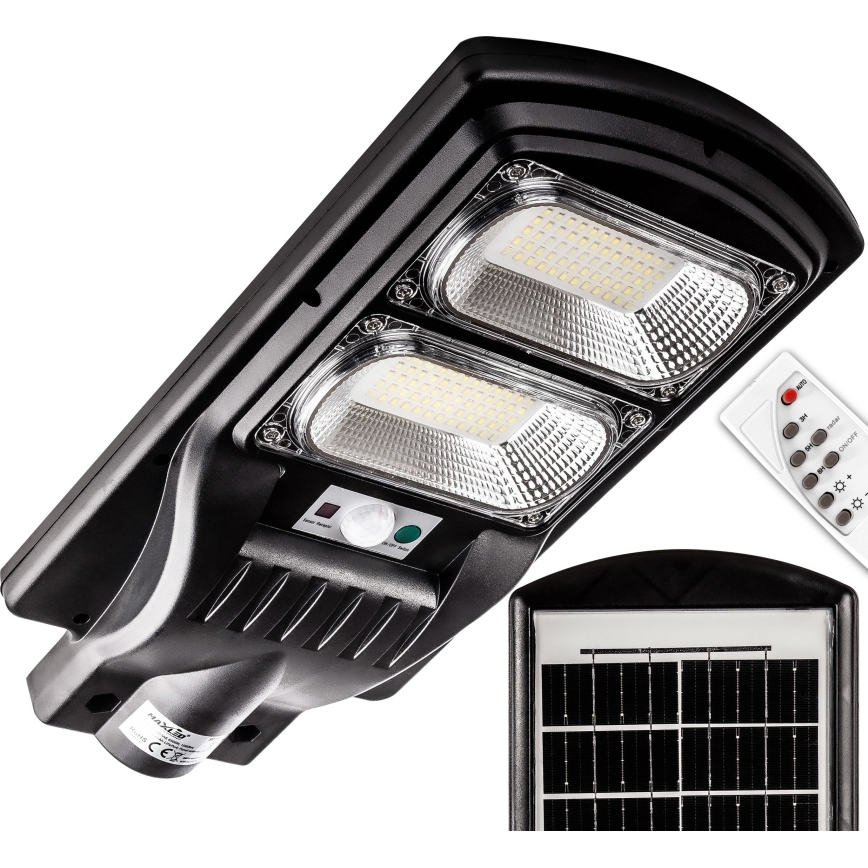 LED Pritemdoma saulės energijos gatvės lempa su jutikliu LED/120W/6V 6500K IP65 juoda + nuotolinio valdymo pultas