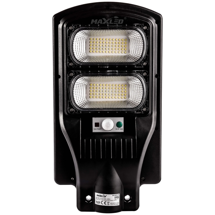 LED Pritemdoma saulės energijos gatvės lempa su jutikliu LED/120W/6V 6500K IP65 juoda + nuotolinio valdymo pultas