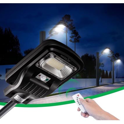 LED Pritemdoma saulės energijos gatvės lempa su jutikliu LED/150W/6V 6500K IP65 juoda + nuotolinio valdymo pultas