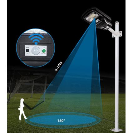 LED Pritemdoma saulės energijos gatvės lempa su jutikliu LED/150W/6V 6500K IP65 juoda + nuotolinio valdymo pultas