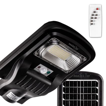 LED Pritemdoma saulės energijos gatvės lempa su jutikliu LED/150W/6V 6500K IP65 juoda + nuotolinio valdymo pultas