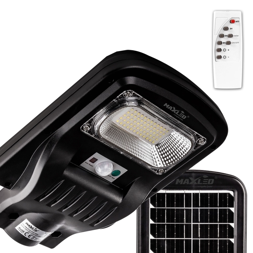 LED Pritemdoma saulės energijos gatvės lempa su jutikliu LED/150W/6V 6500K IP65 juoda + nuotolinio valdymo pultas