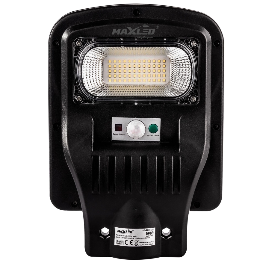 LED Pritemdoma saulės energijos gatvės lempa su jutikliu LED/150W/6V 6500K IP65 juoda + nuotolinio valdymo pultas