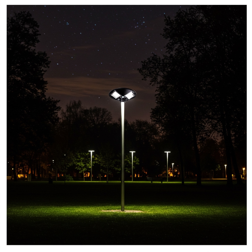 LED Pritemdoma saulės energijos gatvės lempa su jutikliu LED/15W/6V 11000 mAh 6500K IP65 juoda + nuotolinio valdymo pultas