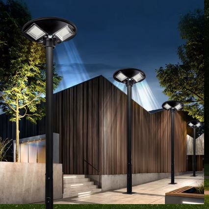 LED Pritemdoma saulės energijos gatvės lempa su jutikliu LED/15W/6V 11000 mAh 6500K IP65 juoda + nuotolinio valdymo pultas