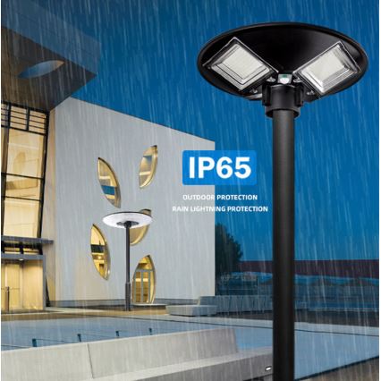 LED Pritemdoma saulės energijos gatvės lempa su jutikliu LED/15W/6V 11000 mAh 6500K IP65 juoda + nuotolinio valdymo pultas