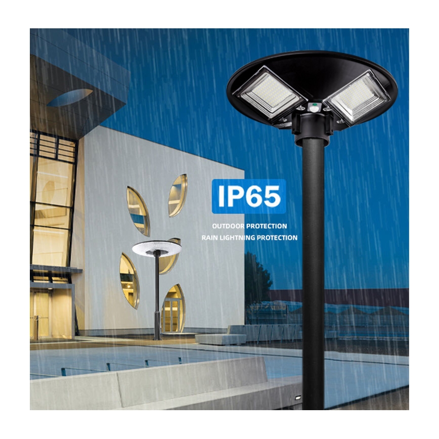 LED Pritemdoma saulės energijos gatvės lempa su jutikliu LED/15W/6V 11000 mAh 6500K IP65 juoda + nuotolinio valdymo pultas