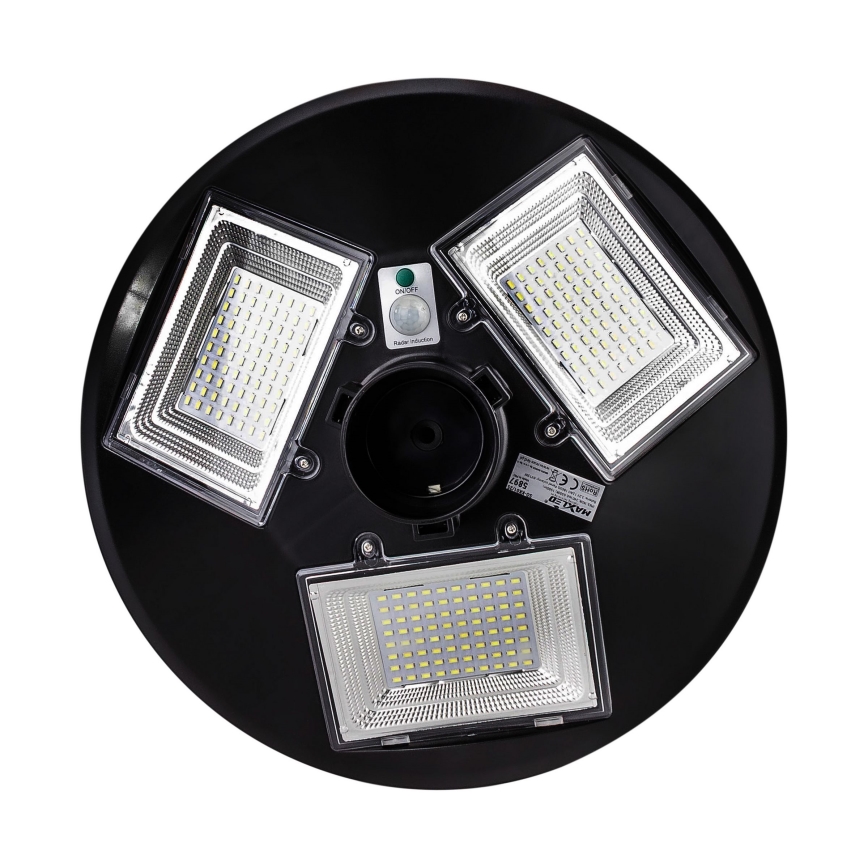 LED Pritemdoma saulės energijos gatvės lempa su jutikliu LED/15W/6V 11000 mAh 6500K IP65 juoda + nuotolinio valdymo pultas
