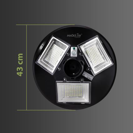 LED Pritemdoma saulės energijos gatvės lempa su jutikliu LED/15W/6V 11000 mAh 6500K IP65 juoda + nuotolinio valdymo pultas