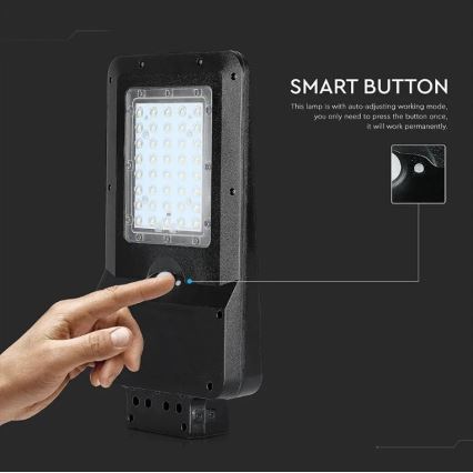 LED Saulės energijos gatvės lempa su jutikliu LED/15W/7,4V 6000K IP65 10800 mAh