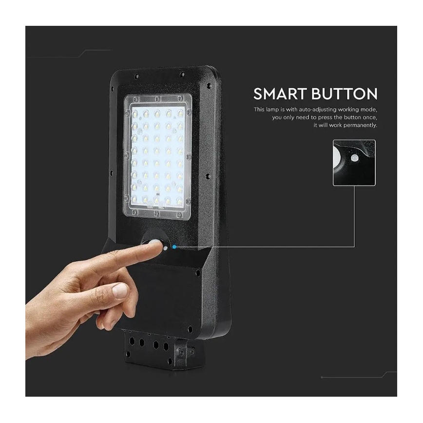 LED Saulės energijos gatvės lempa su jutikliu LED/15W/7,4V 6000K IP65 10800 mAh