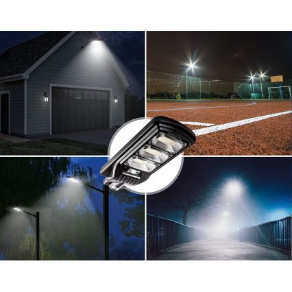 LED Pritemdoma saulės energijos gatvės lempa su jutikliu LED/180W/6V 6500K IP65 juoda + nuotolinio valdymo pultas