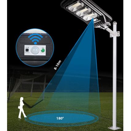 LED Pritemdoma saulės energijos gatvės lempa su jutikliu LED/180W/6V 6500K IP65 juoda + nuotolinio valdymo pultas