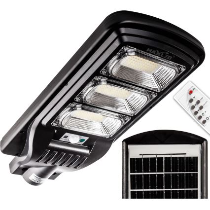 LED Pritemdoma saulės energijos gatvės lempa su jutikliu LED/180W/6V 6500K IP65 juoda + nuotolinio valdymo pultas
