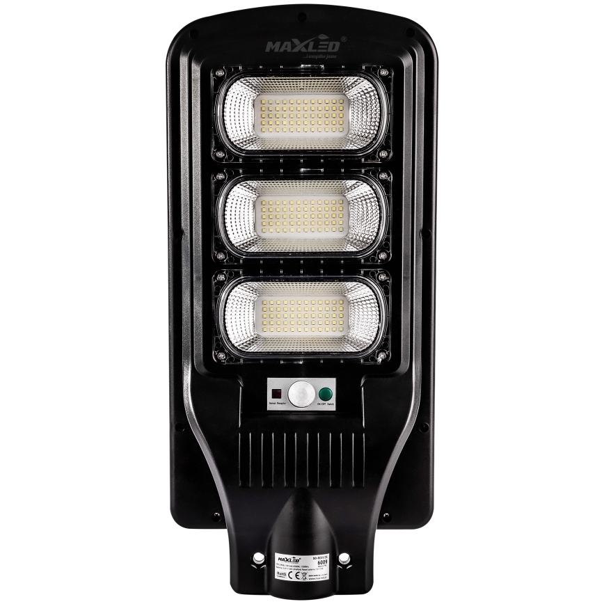 LED Pritemdoma saulės energijos gatvės lempa su jutikliu LED/180W/6V 6500K IP65 juoda + nuotolinio valdymo pultas