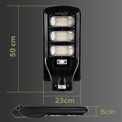 LED Pritemdoma saulės energijos gatvės lempa su jutikliu LED/180W/6V 6500K IP65 juoda + nuotolinio valdymo pultas