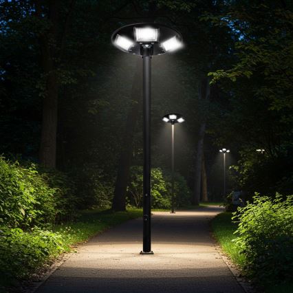 LED Pritemdoma saulės energijos gatvės lempa su jutikliu LED/22W/6V 18000 mAh 6500K IP65 juoda + nuotolinio valdymo pultas