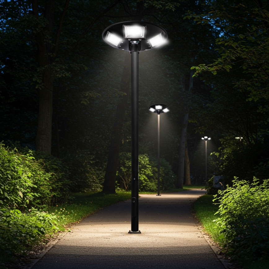 LED Pritemdoma saulės energijos gatvės lempa su jutikliu LED/22W/6V 18000 mAh 6500K IP65 juoda + nuotolinio valdymo pultas