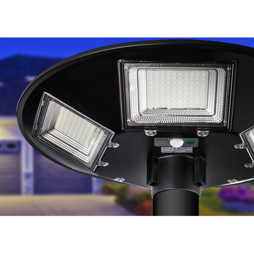 LED Pritemdoma saulės energijos gatvės lempa su jutikliu LED/22W/6V 18000 mAh 6500K IP65 juoda + nuotolinio valdymo pultas