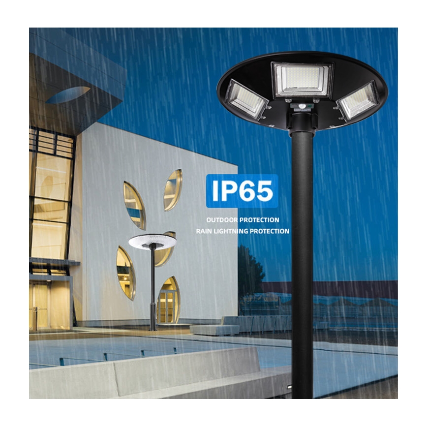 LED Pritemdoma saulės energijos gatvės lempa su jutikliu LED/22W/6V 18000 mAh 6500K IP65 juoda + nuotolinio valdymo pultas