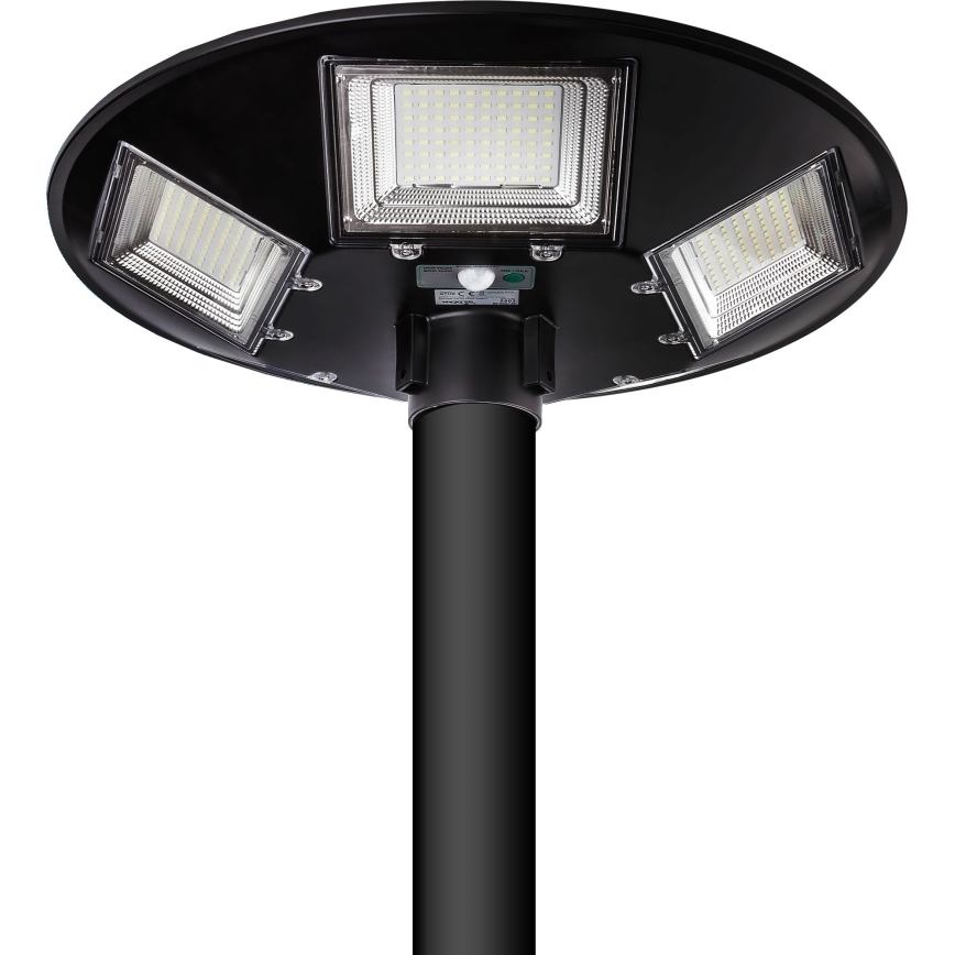 LED Pritemdoma saulės energijos gatvės lempa su jutikliu LED/22W/6V 18000 mAh 6500K IP65 juoda + nuotolinio valdymo pultas