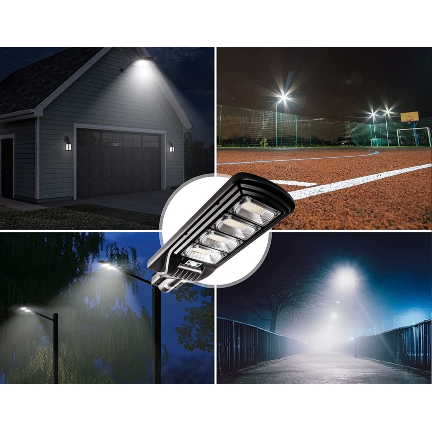 LED Pritemdoma saulės energijos gatvės lempa su jutikliu LED/240W/6V 6500K IP65 juoda + nuotolinio valdymo pultas