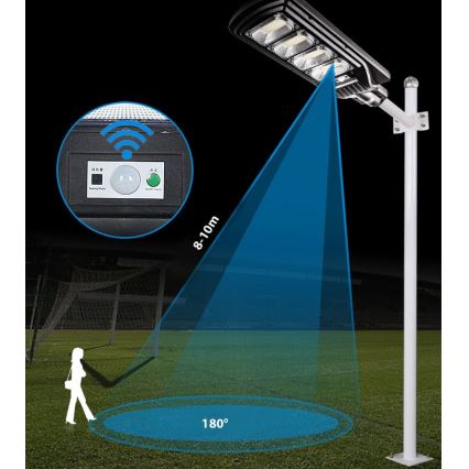 LED Pritemdoma saulės energijos gatvės lempa su jutikliu LED/240W/6V 6500K IP65 juoda + nuotolinio valdymo pultas