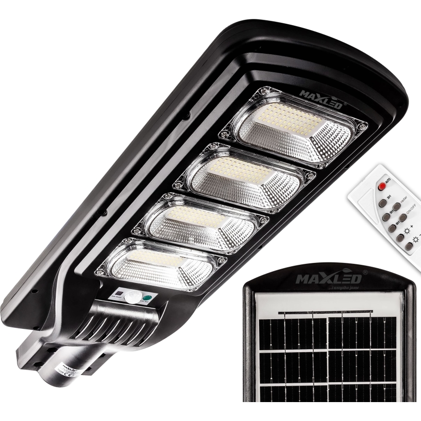 LED Pritemdoma saulės energijos gatvės lempa su jutikliu LED/240W/6V 6500K IP65 juoda + nuotolinio valdymo pultas