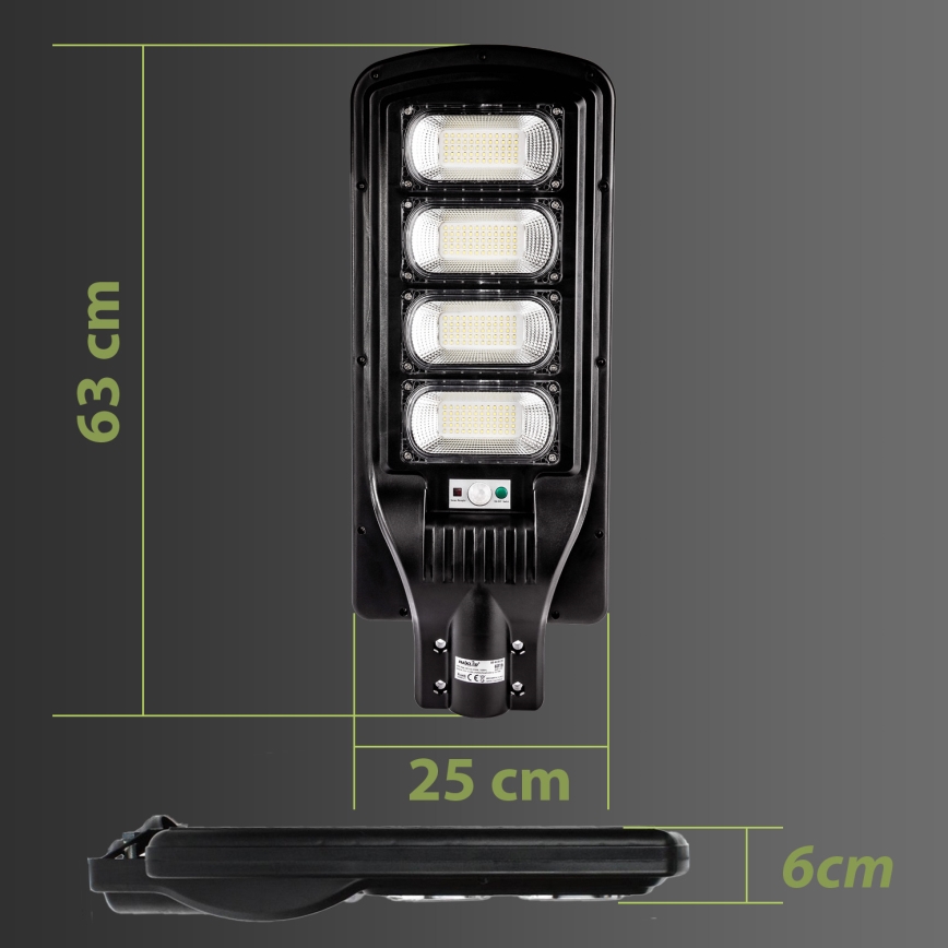 LED Pritemdoma saulės energijos gatvės lempa su jutikliu LED/240W/6V 6500K IP65 juoda + nuotolinio valdymo pultas