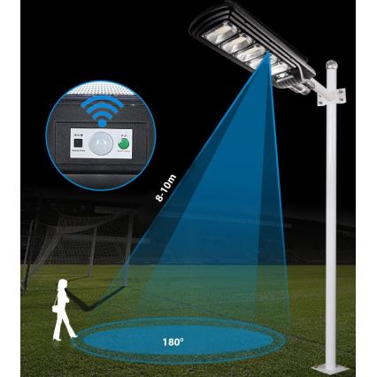 LED Pritemdoma saulės energijos gatvės lempa su jutikliu LED/300W/6V 6500K IP65 juoda + nuotolinio valdymo pultas