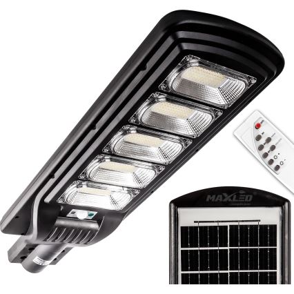 LED Pritemdoma saulės energijos gatvės lempa su jutikliu LED/300W/6V 6500K IP65 juoda + nuotolinio valdymo pultas