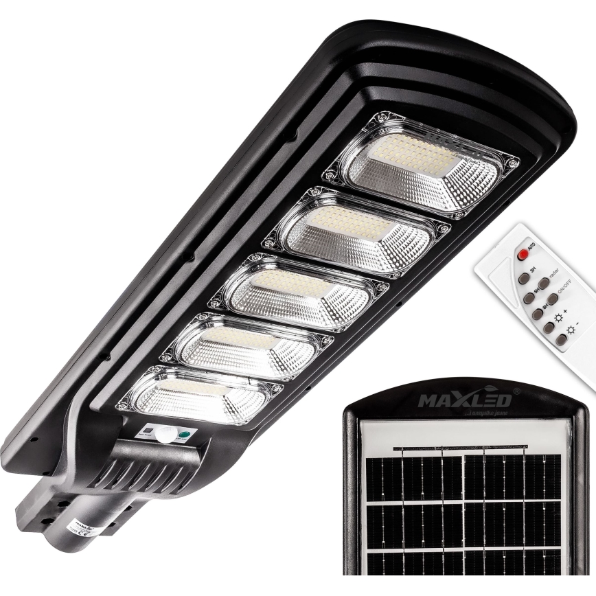 LED Pritemdoma saulės energijos gatvės lempa su jutikliu LED/300W/6V 6500K IP65 juoda + nuotolinio valdymo pultas
