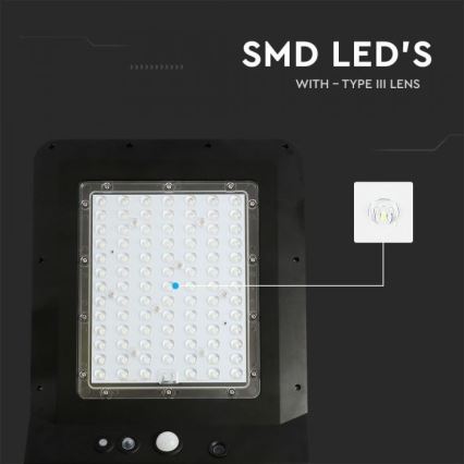 LED Saulės energijos gatvės lempa su jutikliu LED/40W/9,6V IP65 6000K + nuotolinio valdymo pultas