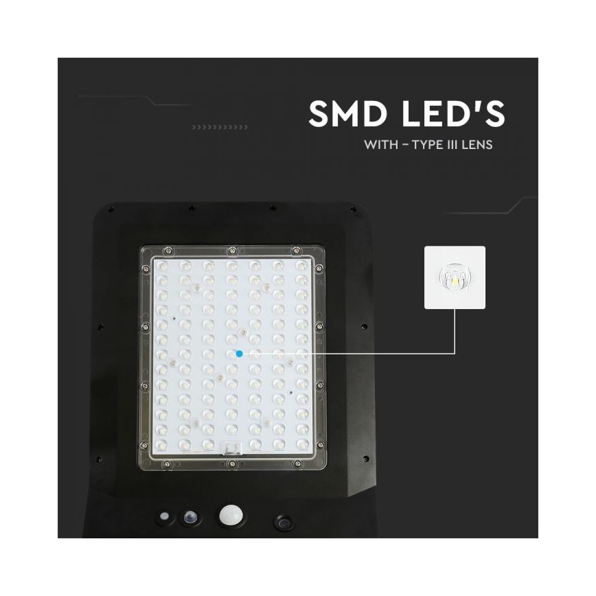 LED Saulės energijos gatvės lempa su jutikliu LED/40W/9,6V IP65 6000K + nuotolinio valdymo pultas