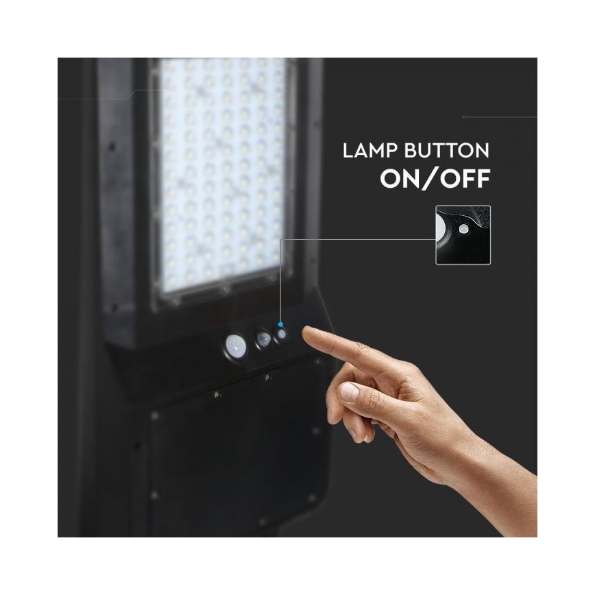 LED Saulės energijos gatvės lempa su jutikliu LED/40W/9,6V IP65 6000K + nuotolinio valdymo pultas