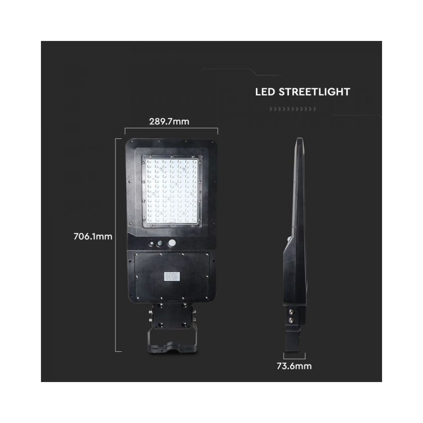 LED Saulės energijos gatvės lempa su jutikliu LED/40W/9,6V IP65 6000K + nuotolinio valdymo pultas