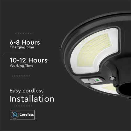 LED Saulės energijos gatvės lempa su jutikliu LED/7,5W/3,2V IP65 4000K 15000 mAh + nuotolinio valdymo pultas