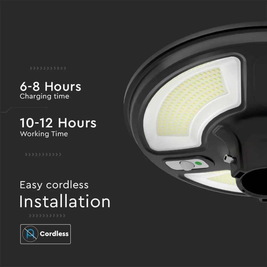 LED Saulės energijos gatvės lempa su jutikliu LED/7,5W/3,2V IP65 4000K 15000 mAh + nuotolinio valdymo pultas