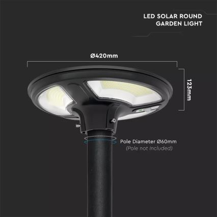 LED Saulės energijos gatvės lempa su jutikliu LED/7,5W/3,2V IP65 4000K 15000 mAh + nuotolinio valdymo pultas
