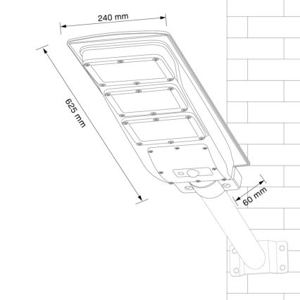 LED Saulės energijos gatvės lempa su jutikliu STREET LED/10W/3,2V IP65 + nuotolinio valdymo pultas