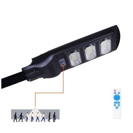 LED pritemdoma saulės gatvės lempa su judesio ir prieblandos jutikliu URBI LED/8W/3,2V 6500K IP54 + nuotolinio valdymo pultas