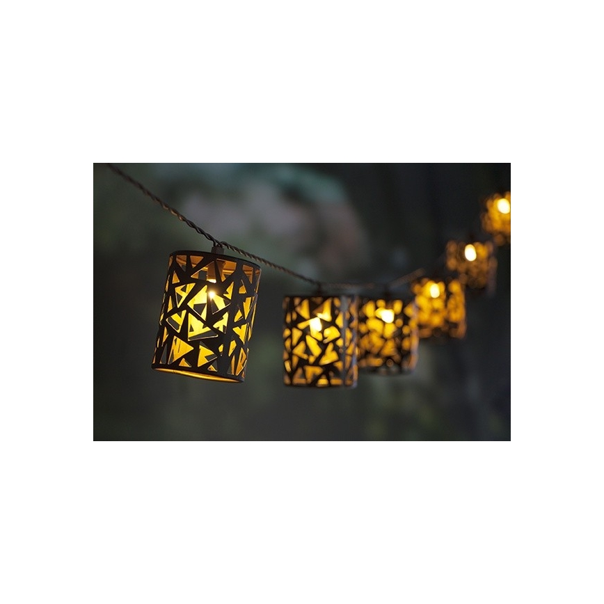 LED Saulės energijos girlianda 10xE12/3,65m IP44 šiltai balta