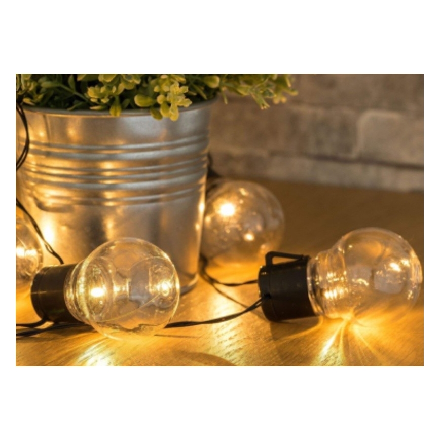 LED Saulės energijos girlianda 10xLED/2m IP44 šiltai balta