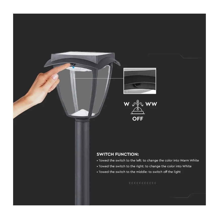 LED Saulės energijos lempa LED/2W/230V 93 cm 3000/6000K IP65