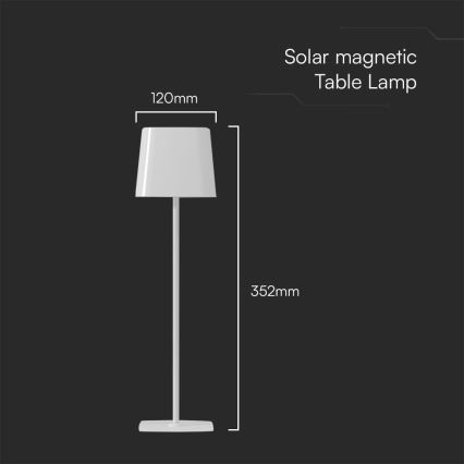 LED saulės energijos pritemdoma magnetinė jutiklinė įkraunama stalinė lempa LED/5W/5V 3000-6000K 3600 mAh IP65 balta