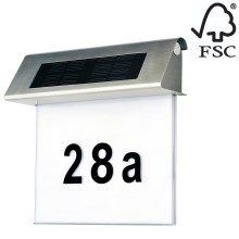 LED Saulės energijos namo numeris LED/2x0,07W/2,4V IP44 + FSC sertifikuota