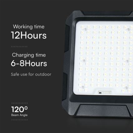 LED Saulės energijos prožektorius LED/10W/3,7V IP65 4000K juodas + nuotolinio valdymo pultas