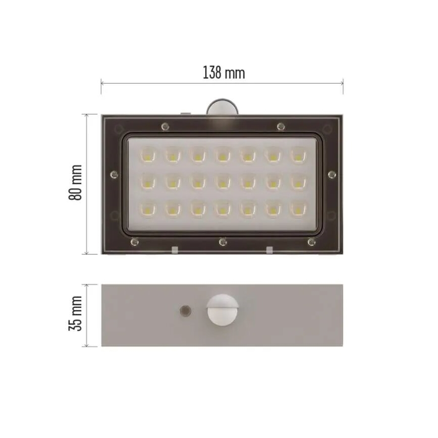 LED Saulės energijos prožektorius su judesio jutikliu LED/3,7V 1200mAh 4000K IP65 balta